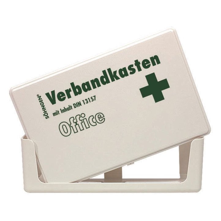Söhngen Office DIN 13157 – firemná nástenná lekárnička s náplňou, biela, 26 × 16 × 8 cm