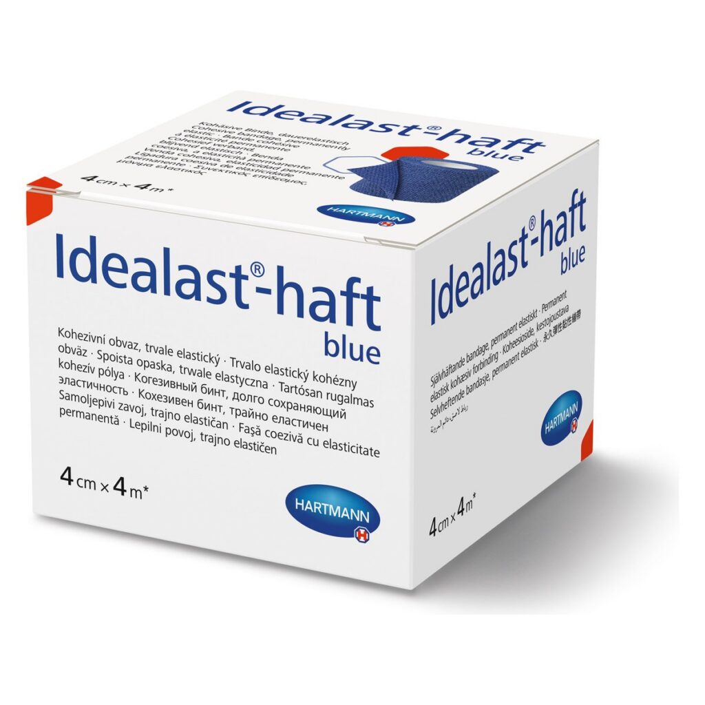 Hartmann Idealast-haft color – kohezívne elastické obinadlo modré 4 cm × 4 m